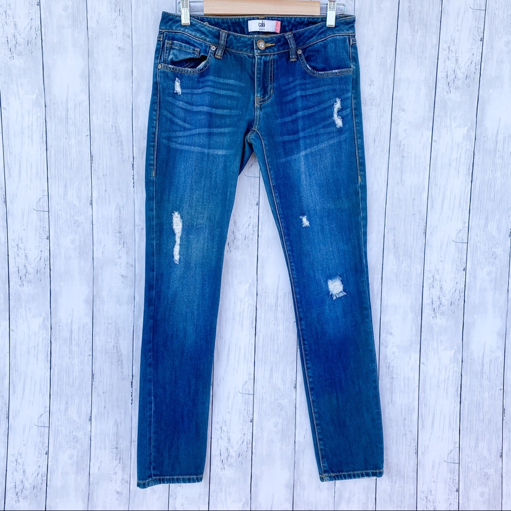 Cabi Slim Boyfriend Distressed Skinny Jeans Size 2